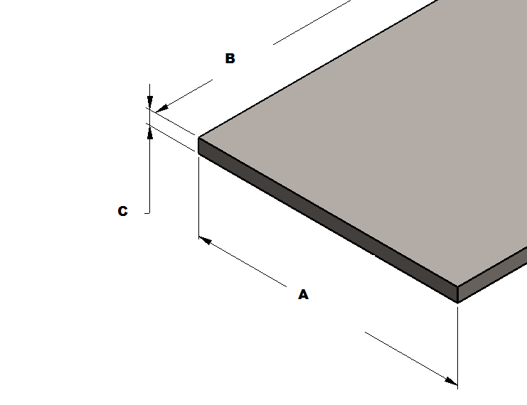 1″x4x8 Smooth Plate dimensions diagram