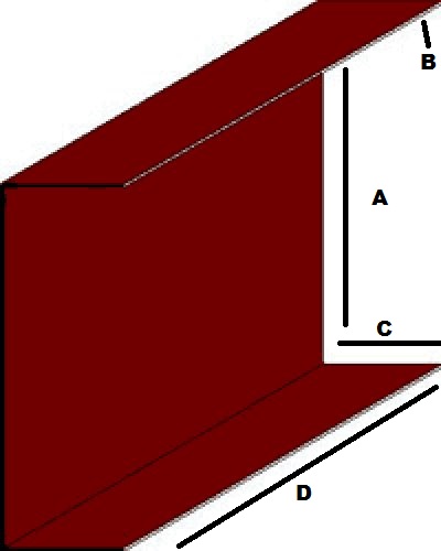 8″x20′ Receiver Channel dimensions diagram